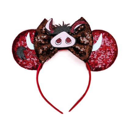 Mouse Ears Sequin Bow Cosplay Headband for Women & Adults