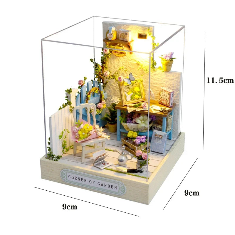 Kitten Mini Doll House 3D Wooden Puzzle DIY Miniature Building Kit