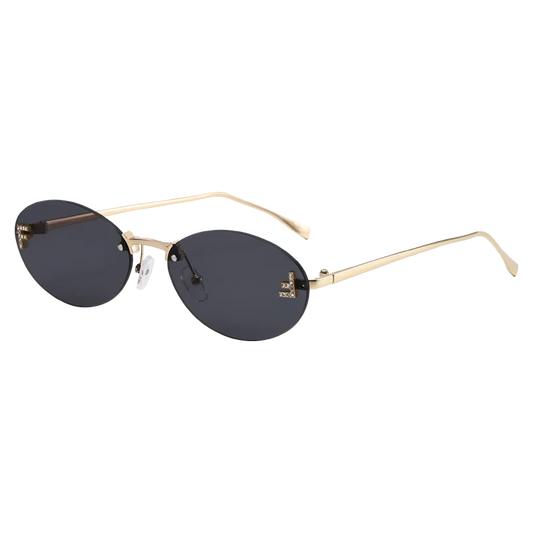 Oval Rimless UV400 Sunglasses Women Small Metal Frame Fashion Outdoor Shades