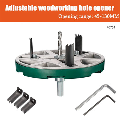 Adjustable Hole Saw – Woodworking Circle Cutter 45-130mm