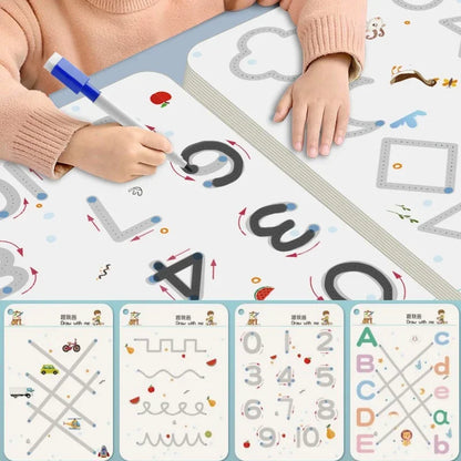 Montessori Reusable Tracing Workbook for Kids Handwriting Practice