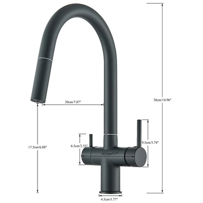 Filtered Kitchen Sink Faucet With Retractable Sprayer Brass Water Filter Tap Drinking Water Tap Vessel Sink Mixer For Kitchen