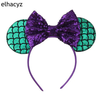 Embroidered Sequin Ears Bow Headband for Women & Girls