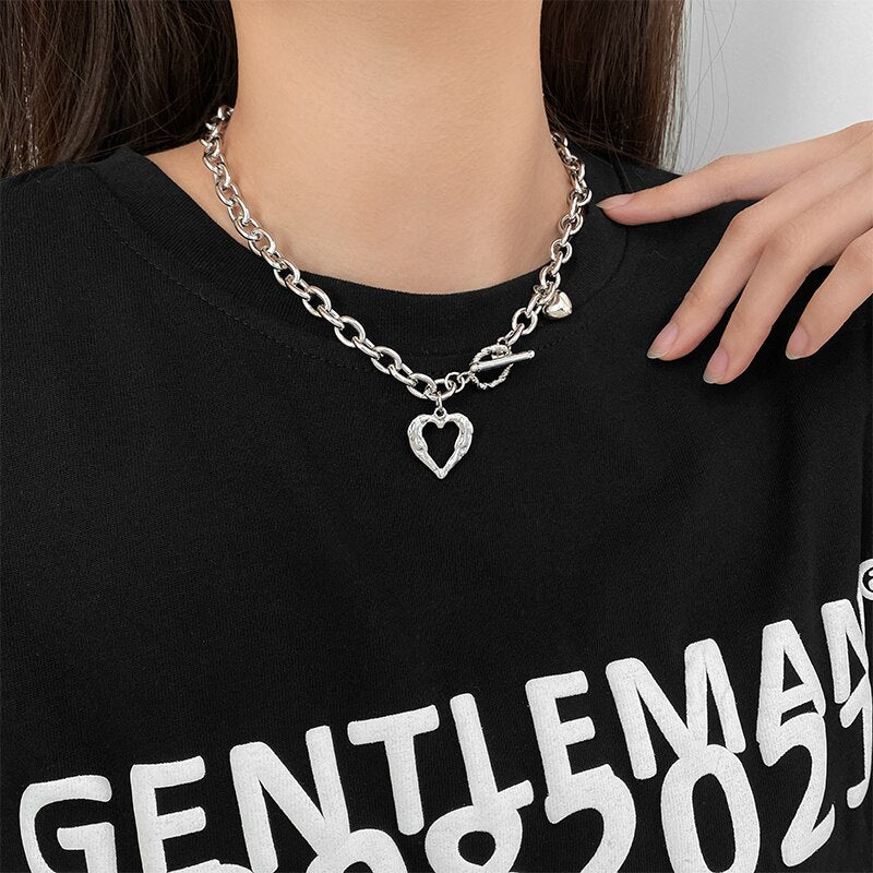 Metal Love Heart Cupid Pendants Female Clavicle Chain Light Luxury Niche Design Necklace