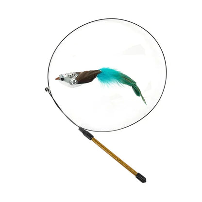 Peacock Bird Cat Teaser Wand for Interactive Hunting and Play