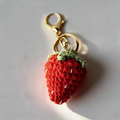 Cute Fruit Crochet Keychain Strawberry Cherry Bag Charm
