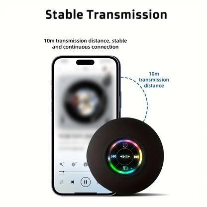 Portable Wireless Bluetooth Speaker LED Light IPX4 Waterproof Loudspeaker Outdoor Bathroom Large Suction Cup Stereo Sound Box