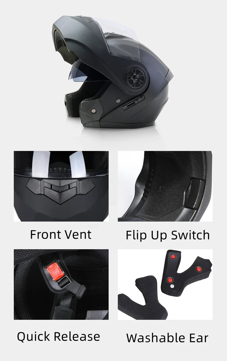 Flip Up Motorcycle Helmet DOT Dual Visor Modular Full Face