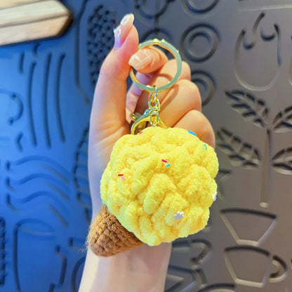 Cute Crochet Ice Cream Keychain Cone Bag Charm