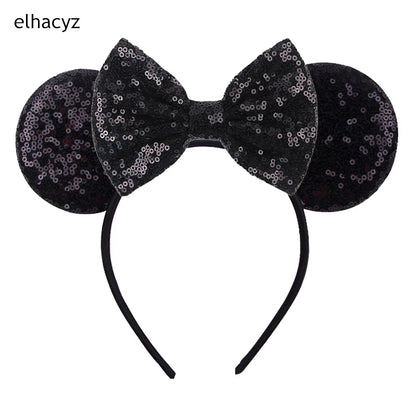 Embroidered Sequin Ears Bow Headband for Women & Girls