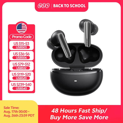 QCY MeloBuds N70 Adaptive ANC Wireless Earbuds Bluetooth 6.0 LDAC Hi-Res Audio 6 Mics Wireless Charging Earphones 50Hrs IPX5