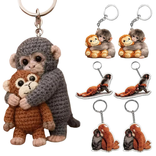 Funny Crochet Monkey Keychain Cute Backpack Bag Charm