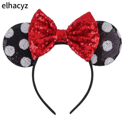 Embroidered Sequin Ears Bow Headband for Women & Girls