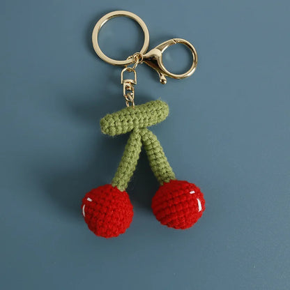 Cute Fruit Crochet Keychain Strawberry Cherry Bag Charm