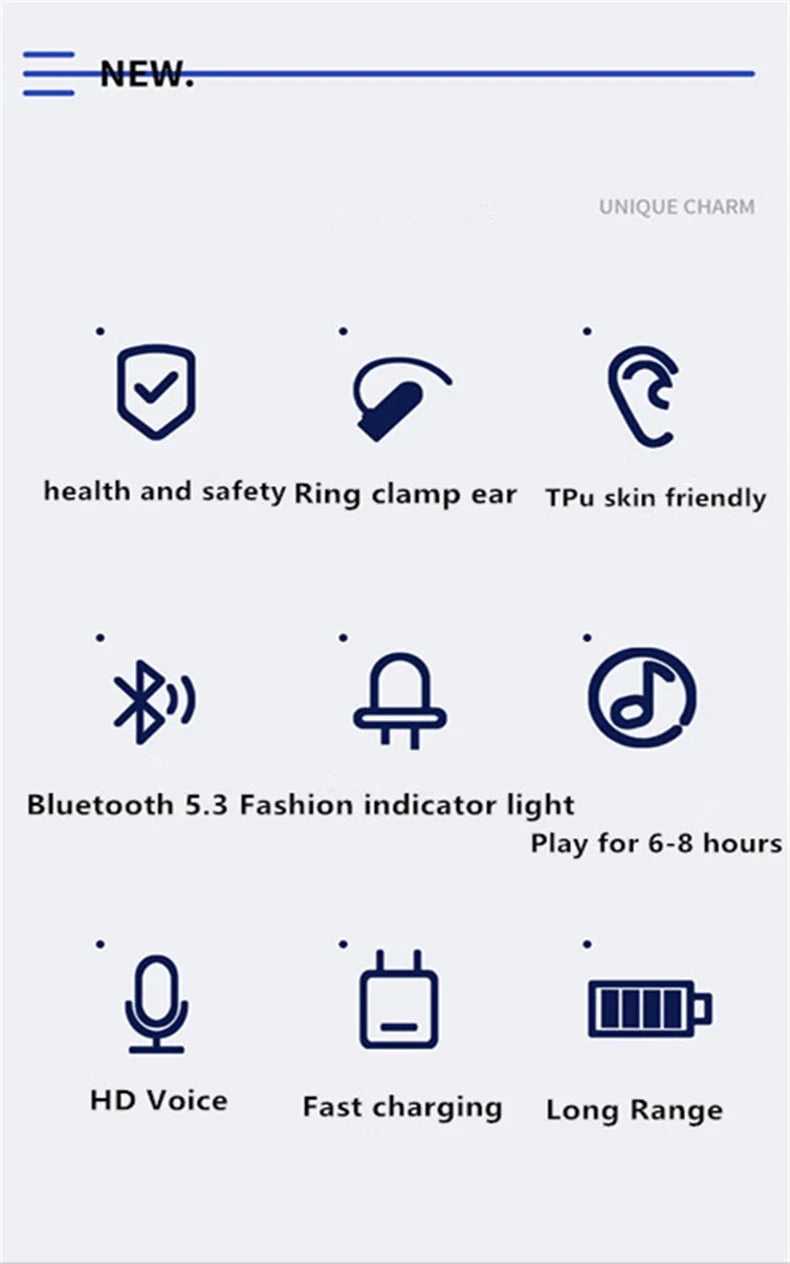 Earphone Clip Wireless Bluetooth Headphone Bone Conduction Headset High Quality TWS Auriculares Sport Noise Canceling With Mic
