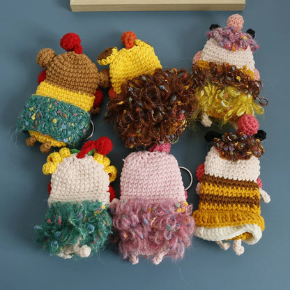 Funny Fruit Sausage Mouth Crochet Keychain Key Holder