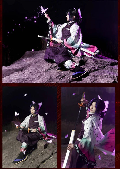 Kochou Shinobu Anime Cosplay Costume with Wig Set