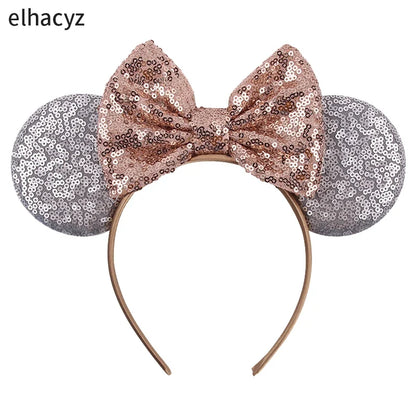 Embroidered Sequin Ears Bow Headband for Women & Girls