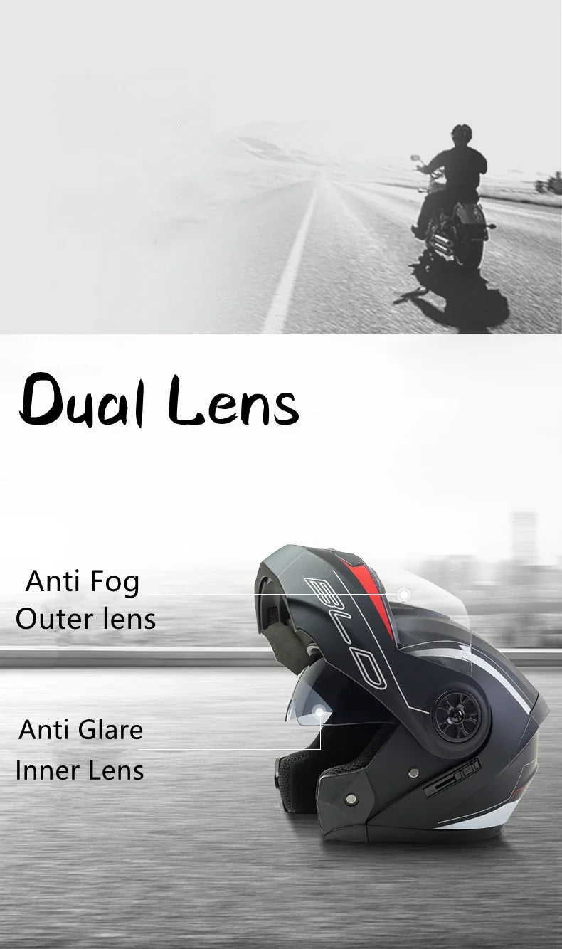 Flip Up Motorcycle Helmet DOT Dual Visor Modular Full Face