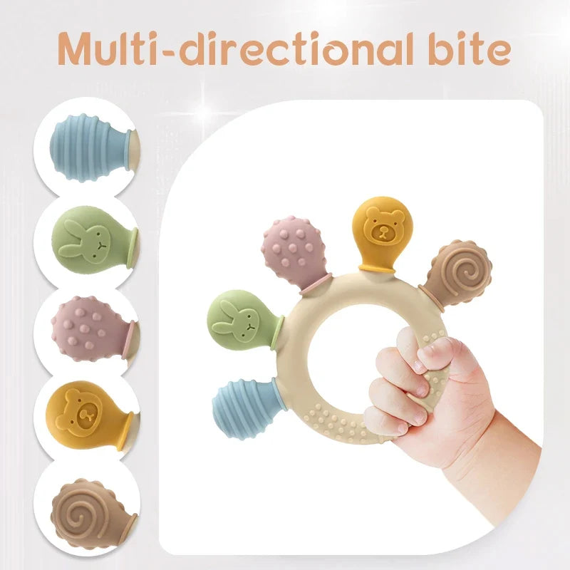 Silicone Baby Ring Teether Sensory Chew Toy for Infants