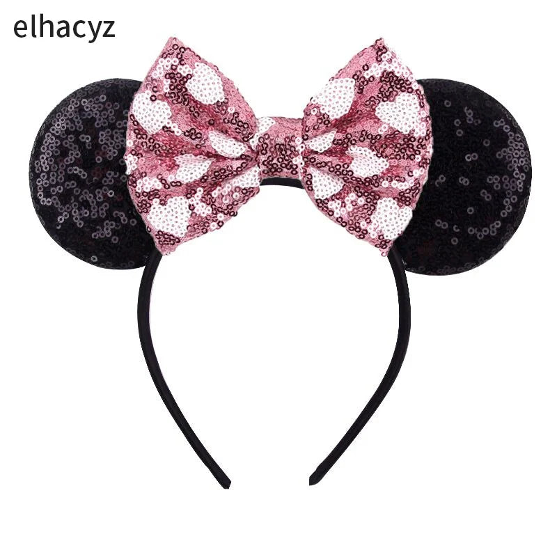 Embroidered Sequin Ears Bow Headband for Women & Girls