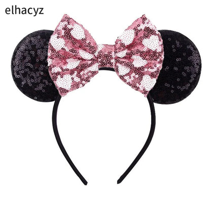 Embroidered Sequin Ears Bow Headband for Women & Girls