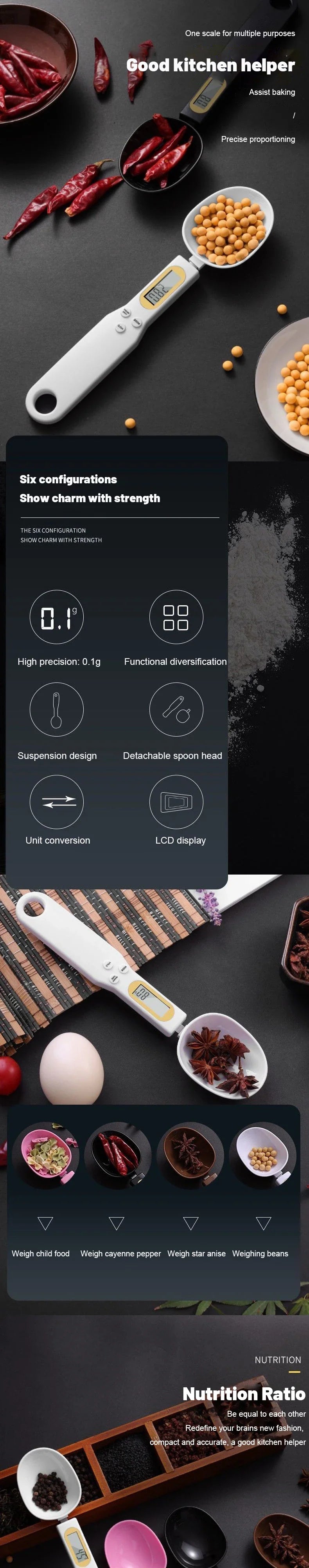 LCD Digital Measuring Spoon – Electronic Kitchen Scale for Baking & Coffee