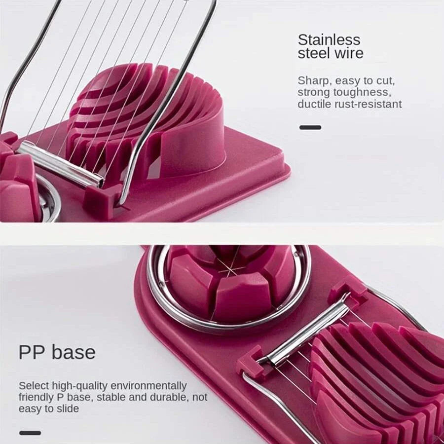 Multifunctional PP Base egg cutter 2-in-1 stainless steel wire pull egg cutter for hanging high-quality kitchen accessory tools