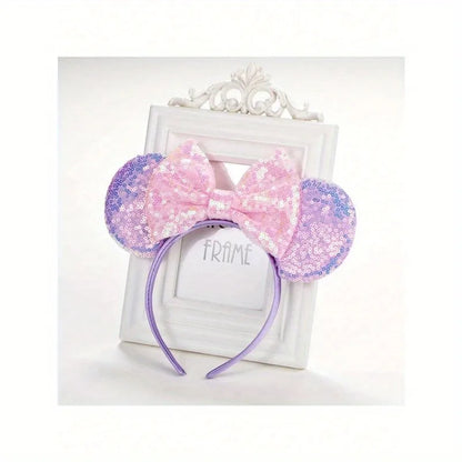 Cartoon Sequin Mouse Ears Headband with Bow
