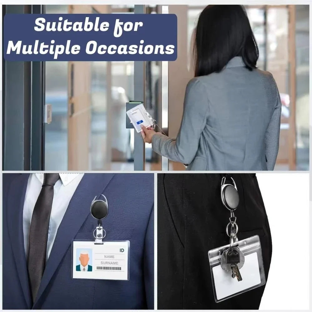 Retractable ID Card Holder Transparent Badge Holder Case