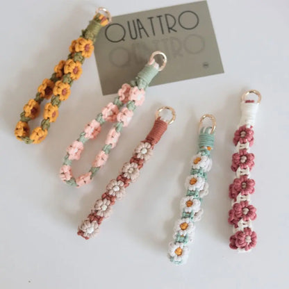 Korean Style Boho Macrame Phone Wristlet Keychain Strap