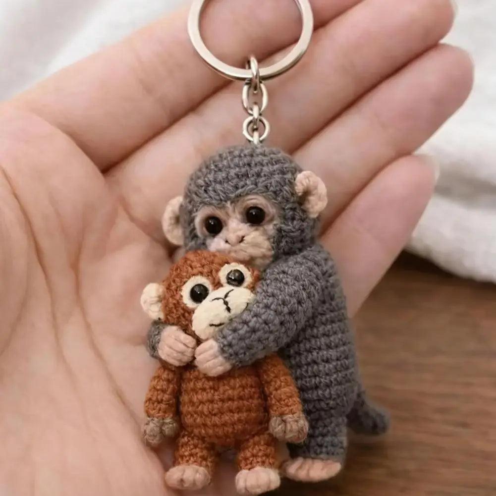 Funny Crochet Monkey Keychain Cute Backpack Bag Charm
