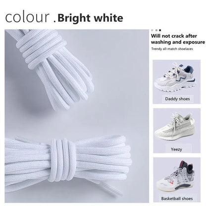 1 Pair New Round Shoe laces for Sneakers Yezy 350 Original Shoelaces for Shoes Polyester Solid Off White Laces Sport Shoestrings