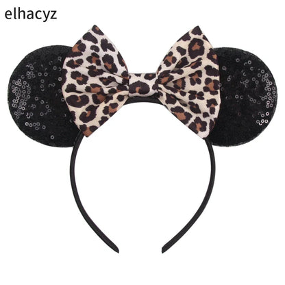 Embroidered Sequin Ears Bow Headband for Women & Girls