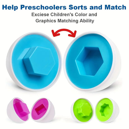 Color & Shape Matching Egg Toy Set – Montessori Learning Puzzle