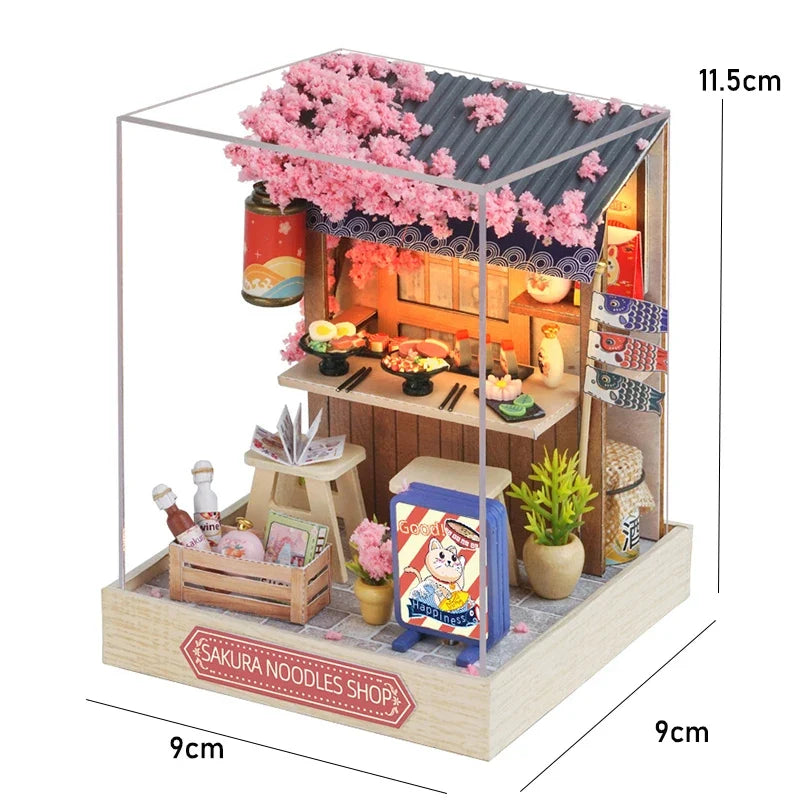 Kitten Mini Doll House 3D Wooden Puzzle DIY Miniature Building Kit