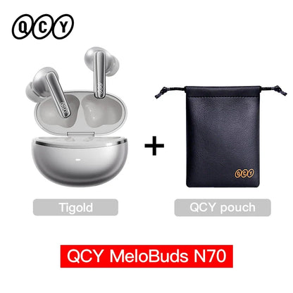 QCY MeloBuds N70 Adaptive ANC Wireless Earbuds Bluetooth 6.0 LDAC Hi-Res Audio 6 Mics Wireless Charging Earphones 50Hrs IPX5