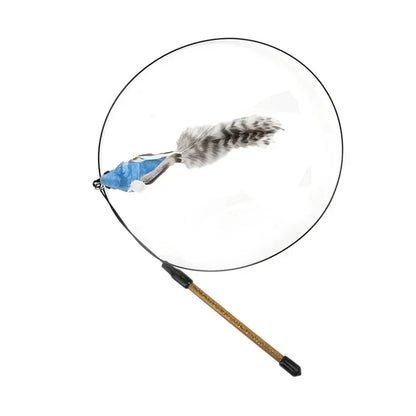 Peacock Bird Cat Teaser Wand for Interactive Hunting and Play