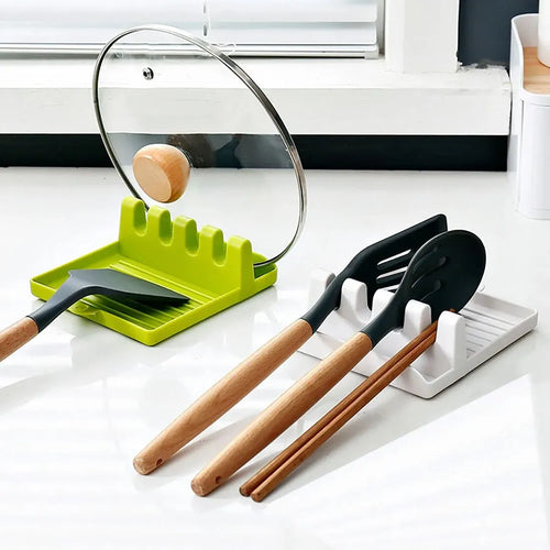 1PC Multi-Function Kitchen Spatula Rack – Spoon Rest & Pot Lid Holder