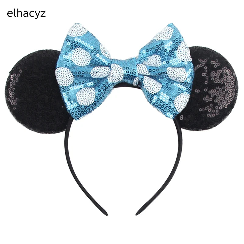 Embroidered Sequin Ears Bow Headband for Women & Girls