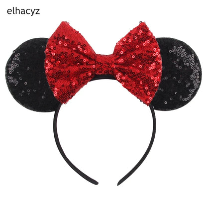 Embroidered Sequin Ears Bow Headband for Women & Girls