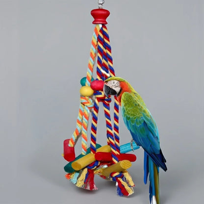 Natural Wood Rope Bird Climbing Toy for Parrots and Small Birds