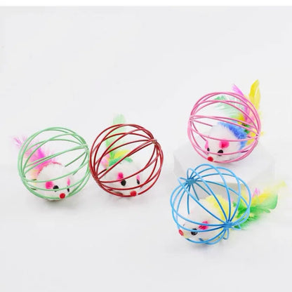 Interactive Colorful Mouse Cage Cat Toy for Indoor Active Play