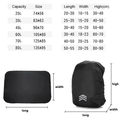 Waterproof Reflective Backpack Rain Cover for 25L–60L Backpacks