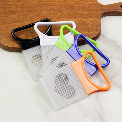 Effortlessly Slice Onions with this 1pc Colorful Onion Slicer Kitchen stainless steel potato chip onion holder