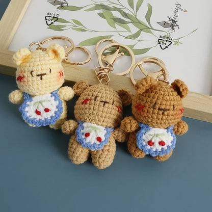 Cute Bear Couple Crochet Keychain Matching Animal Charm