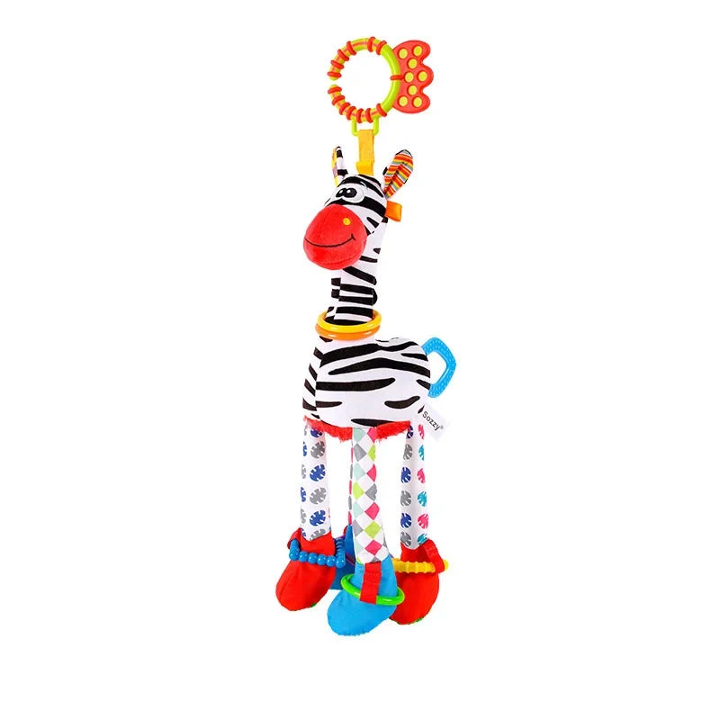 Baby Plush Rattle Toy with Teether Giraffe Zebra Handbell