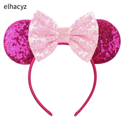 Embroidered Sequin Ears Bow Headband for Women & Girls