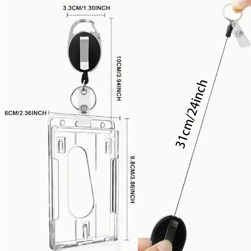 Retractable ID Card Holder Transparent Badge Holder Case
