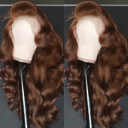 Chocolate Brown Body Wave 13x4 HD Lace Front Human Hair Wigs Pre Plucked Peruvian Glueless Lace Frontal Closure Wigs For Women